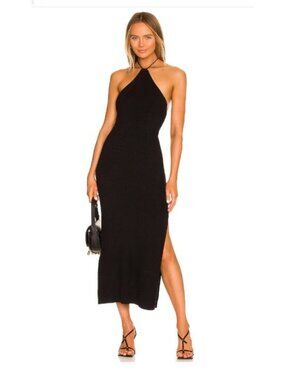 Free People Kristy Knit Midi Dress L Black Halter Revolve